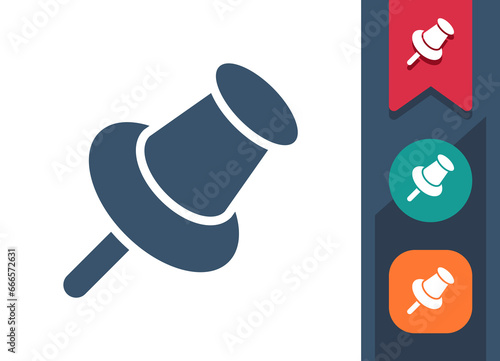 Pin Icon. Tack, Thumbtack, Thumb Tack