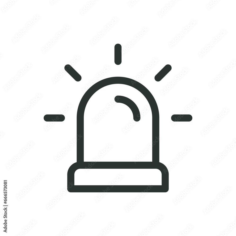 Alarm siren isolated icon, warning alarm light vector icon with editable stroke Alarm siren isolated icon, warning alarm light vector icon with editable stroke