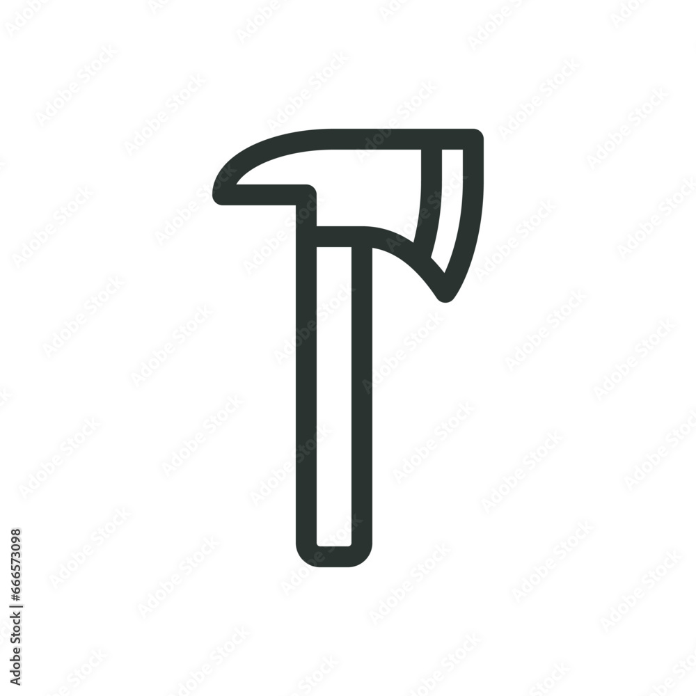 Fire axe isolated icon, firefighter ax vector icon with editable stroke Fire axe isolated icon, firefighter ax vector icon with editable stroke
