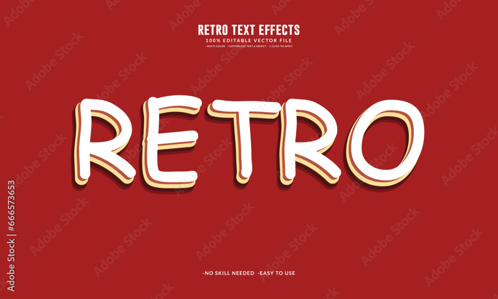 Editable Retro Text Effects 70s and 80s text style and vintage color.