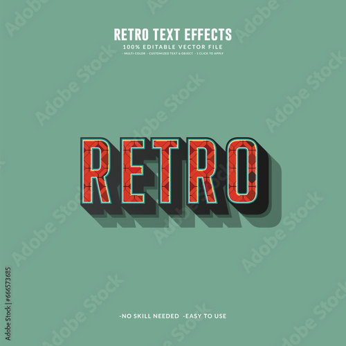 Editable Retro Text Effects 70s and 80s text style and vintage color.