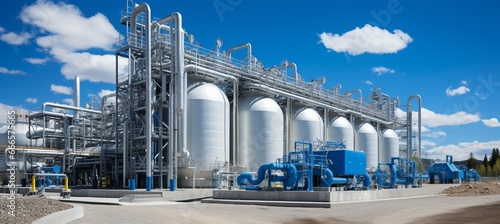 Natural gas tank silo. Energy gas storage. Generative AI technology.	
 photo