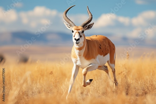 Determined pronghorn antelope sprinting © imagemir