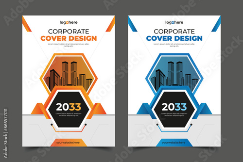 Creative and modern cover template design, flyer, magazine, booklet, brochure, vector set with gradient color combination  