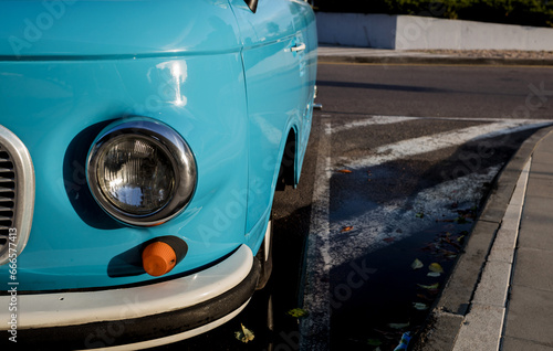 Old retro blue bus photo