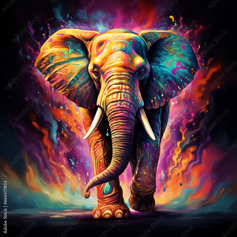Obraz premium Colorful Elephant, Art Elephant 