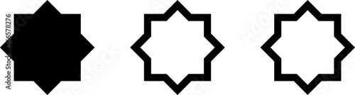 Oriental Decoration Star Shapes or Starburst Symbol Icon Set. Vector Image.
