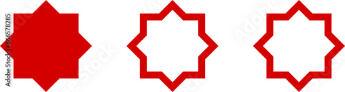 Oriental Decoration Star Shapes or Starburst Symbol Icon Set. Vector Image.