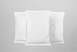 Blank white chips bags. Mock up.  Models showed on a white background. 