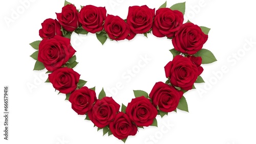 Heart made of roses. Frame made from red roses in the shape of heart. Love symbol.
