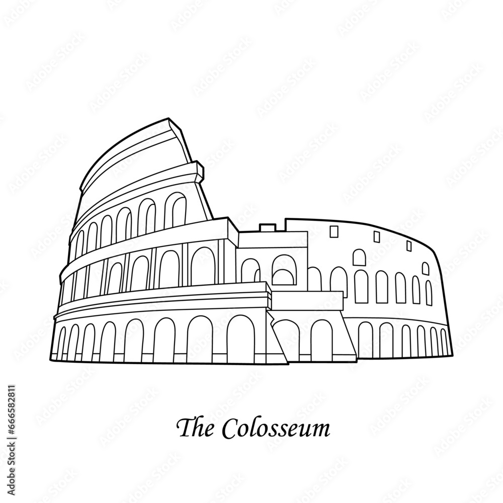 Vector Image of the Colosseum. Architectural Monument of Ancient Rome.