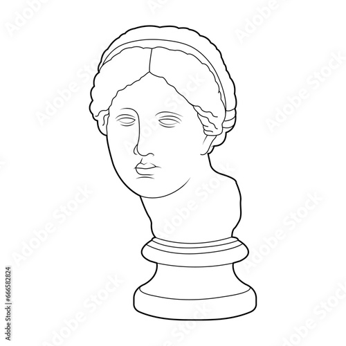 Antique Statue Head Of Greek Sculpture. Standards Of Beauty In Ancient Greece.