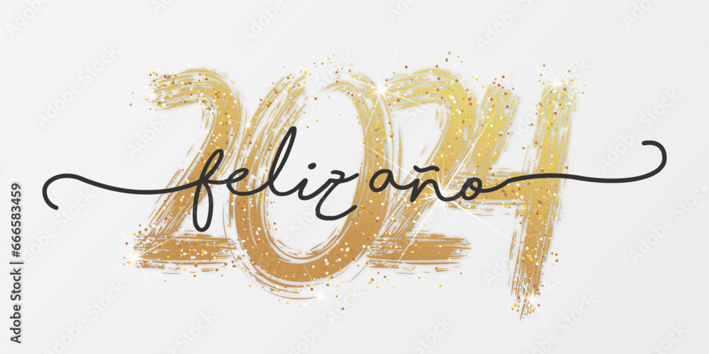 2024 - feliz año nuevo	 - obrazy, fototapety, plakaty 