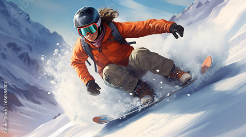 snowboarder on the slope, generate AI