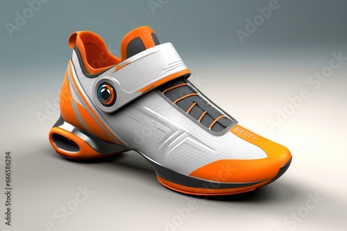 Futuristic men's sports shoe design with a hard surface. Generative AI