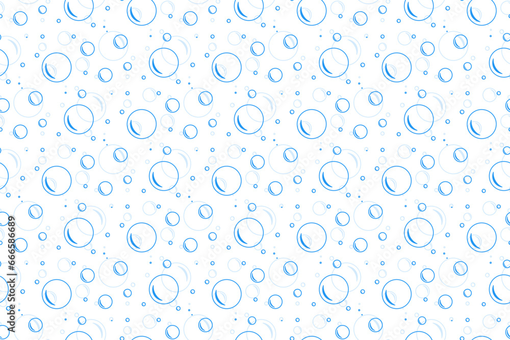 Bubbles soda seamless pattern. Сarbonated blue water texture