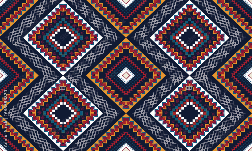 Geometric ethnic oriental.Abstract art. Seamless pattern in tribal, folk embroidery, Design for background, carpet, wallpaper, clothing, wrap, batik, fabric, embroidery style vector illustration.