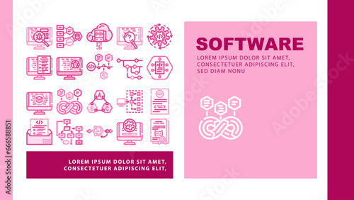 software compute, engineer landing web page vector. code technology, office business, people man coder, work programmer website internet software compute, engineer Illustration