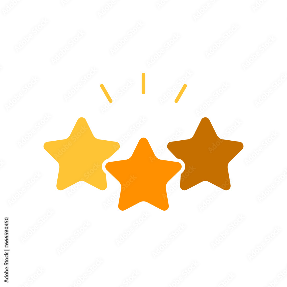 Three stars line icon. Rating, favorites, likes, rating, charts, victory, championship. Vector color icon on white background for business and advertising Three stars line icon. Rating, favorites, likes, rating, charts, victory, championship. Vector color icon on white background for business and advertising