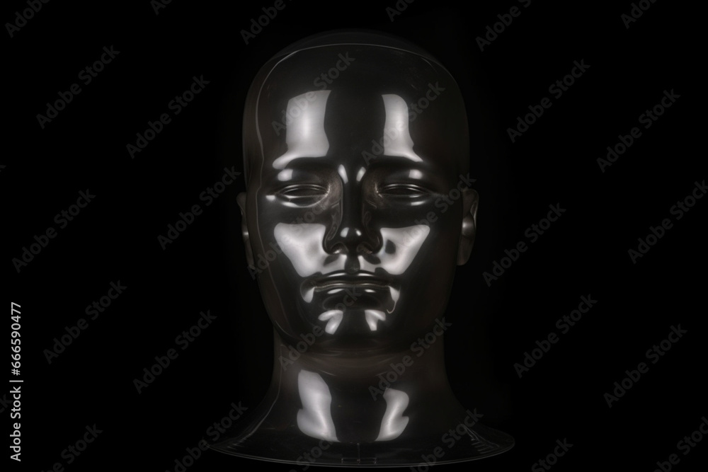 Transparent dummy head isolated on black background Transparent dummy head isolated on black background