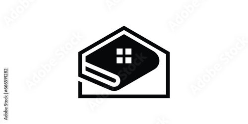 logo design combining the shape of a house with a book.