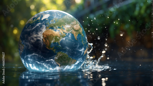 earth with splashes of water