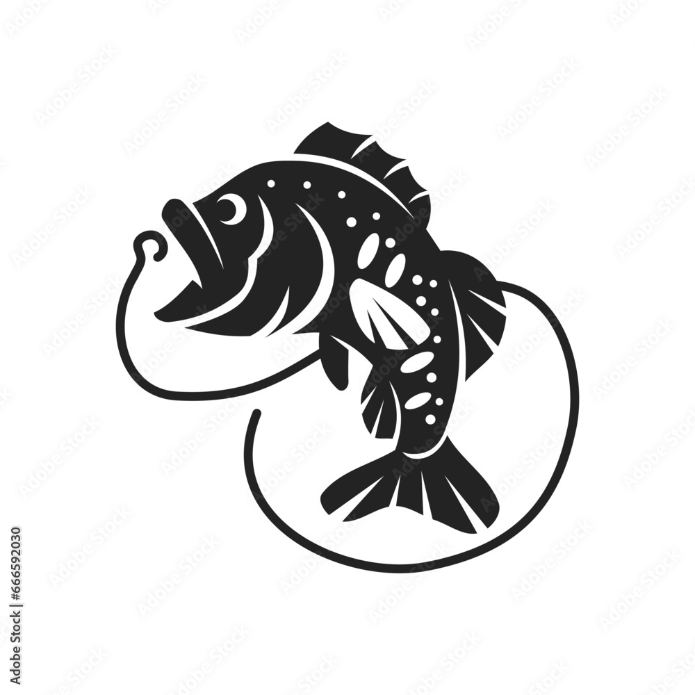 largemouth bass fish logo template Isolated. Brand Identity. Icon Abstract Vector graphic