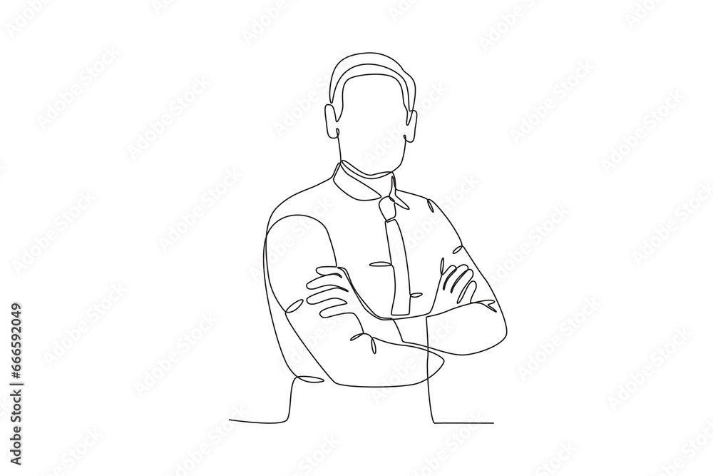 A handsome business leader. Corporate leader one-line drawing