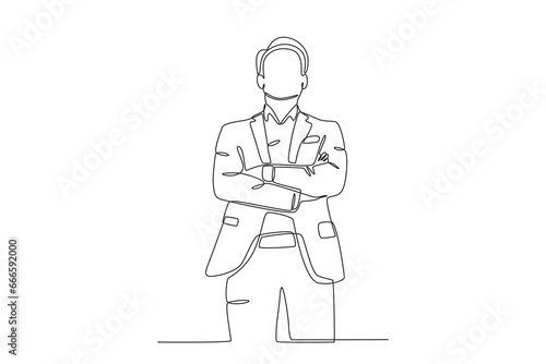 A CEO stood gallantly. Corporate leader one-line drawing