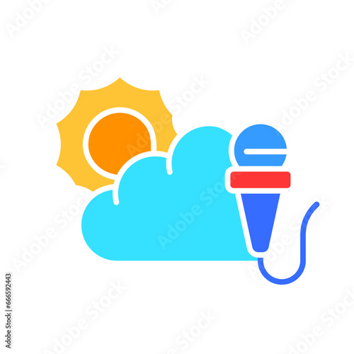 Weather forecast line icon. News, prime time, TV channel, radio, television, reporter, channel. Vector color icon on white background for business and advertising