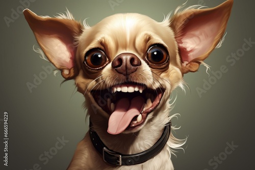 Funny chihuahua illustration with a silly expression, perfect for meme and caricature purposes. Generative AI