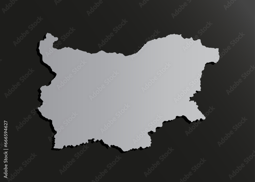 Vector map Bulgaria silver metal, Europe country