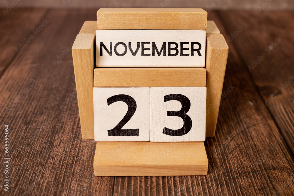 23 November text, Natural notebook Calendar 23 November text, Natural notebook Calendar