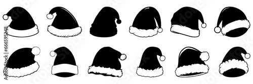 Christmas santa silhouettes set, large pack of vector silhouette design, isolated white background