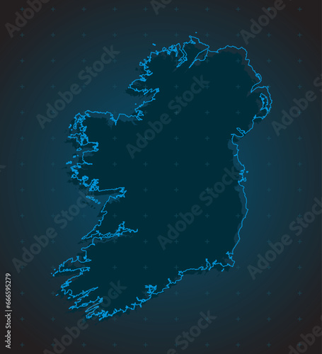 Vector map Ireland on the radar screen