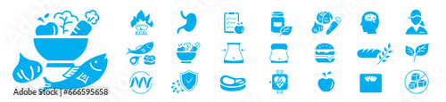 Nutrition healthy lifestyle line icons collection editable stroke vector