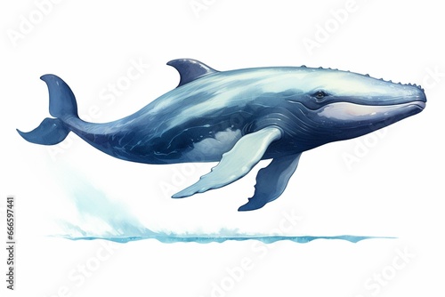 Whale illustrated as a cartoon animal with a sketched style. Generative AI