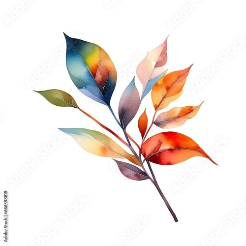 autumn  watercolor leaves isolated on white