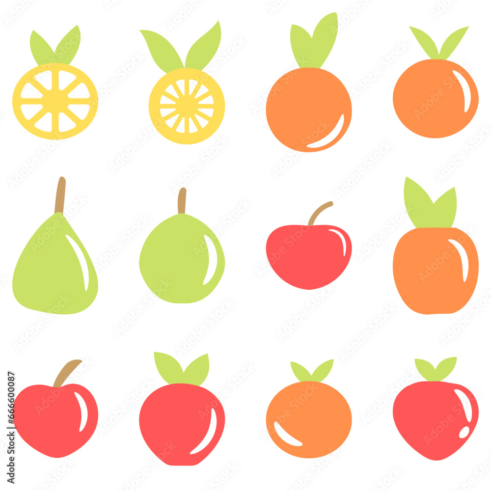 Simple fruit set icon. flat style vector Simple fruit set icon. flat style vector