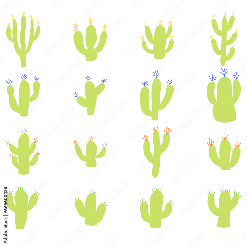 Fototapeta premium Simple cactus set icon. flat style plant vector