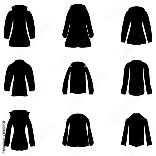 Simple clothes silhouette set icon. vector fashion flat style