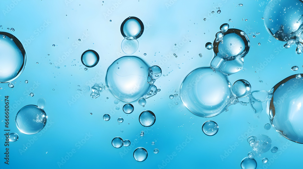 air bubbles in water, blue background, abstract photography,Generated Ai