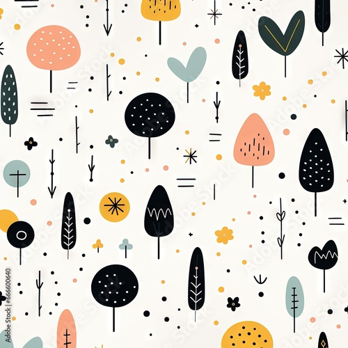 Modèle sans couture de doodle abstrait ligne drôle et mignon. Fond d’écran minimaliste pour les enfants. Toile de fond simple et enfantine. IA générative, IA