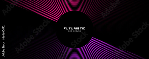 3D pink purple techno abstract background overlap layer on dark space with glowing circles shape decoration. Modern graphic design element lines style concept for banner flyer, card or brochure cover
