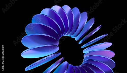abstract iridescent round cylinder shapes with colorful gradient. 3d rendering illustration for graphic design, presentation or background
