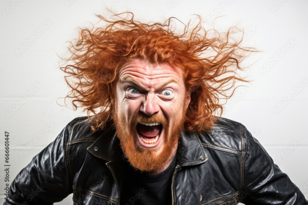 portrait of a furious redhead person screaming isolated on white, ai tools generated image portrait of a furious redhead person screaming isolated on white, ai tools generated image