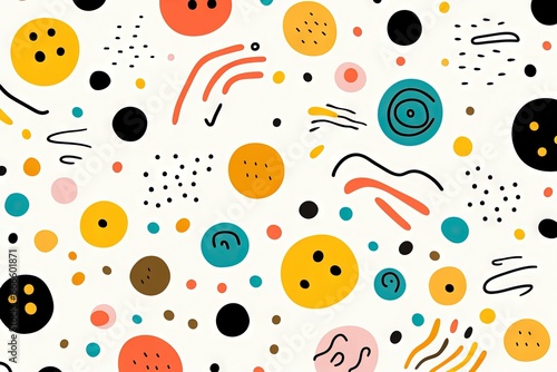 Modèle sans couture de doodle abstrait ligne colorée amusante. Fond d’écran minimaliste pour les enfants. Toile de fond simple et enfantine. IA générative, IA
