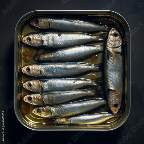 Fondo con detalle y textura de lata con sardinas en conserva