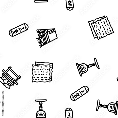 judaism religion jewish vector seamless pattern thin line illustration