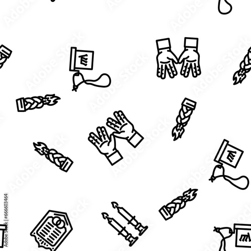 judaism religion jewish vector seamless pattern thin line illustration